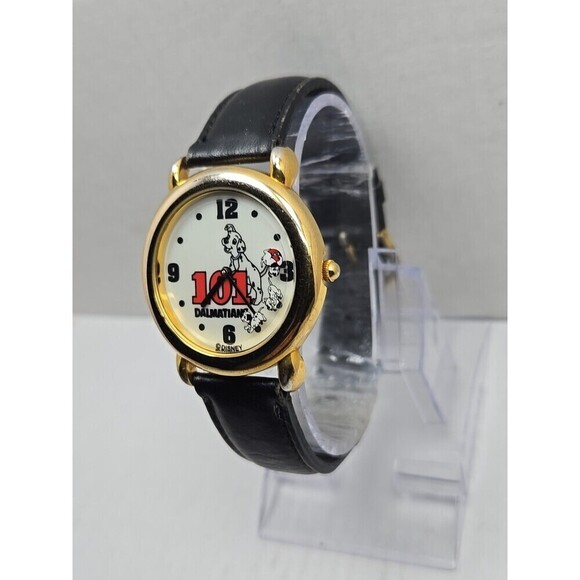 Rare Vintage Disney Mickey Inc 101 Dalmatians Rotating Watch Gold New Battery